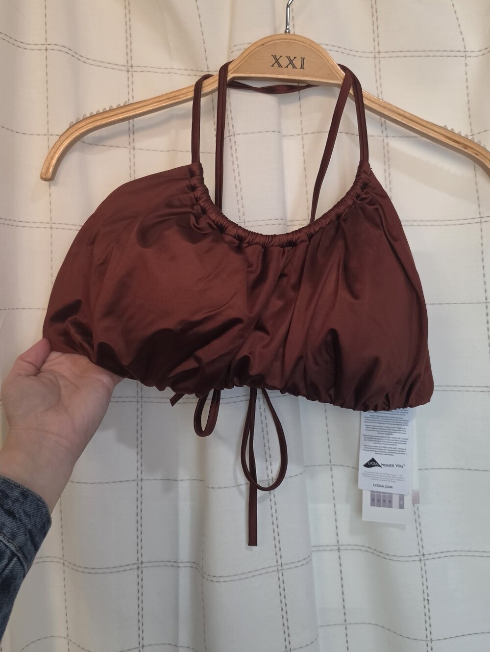 CALIA Women's Swim Scrunched Tie Back Bikini Top - Picture 2 of 7